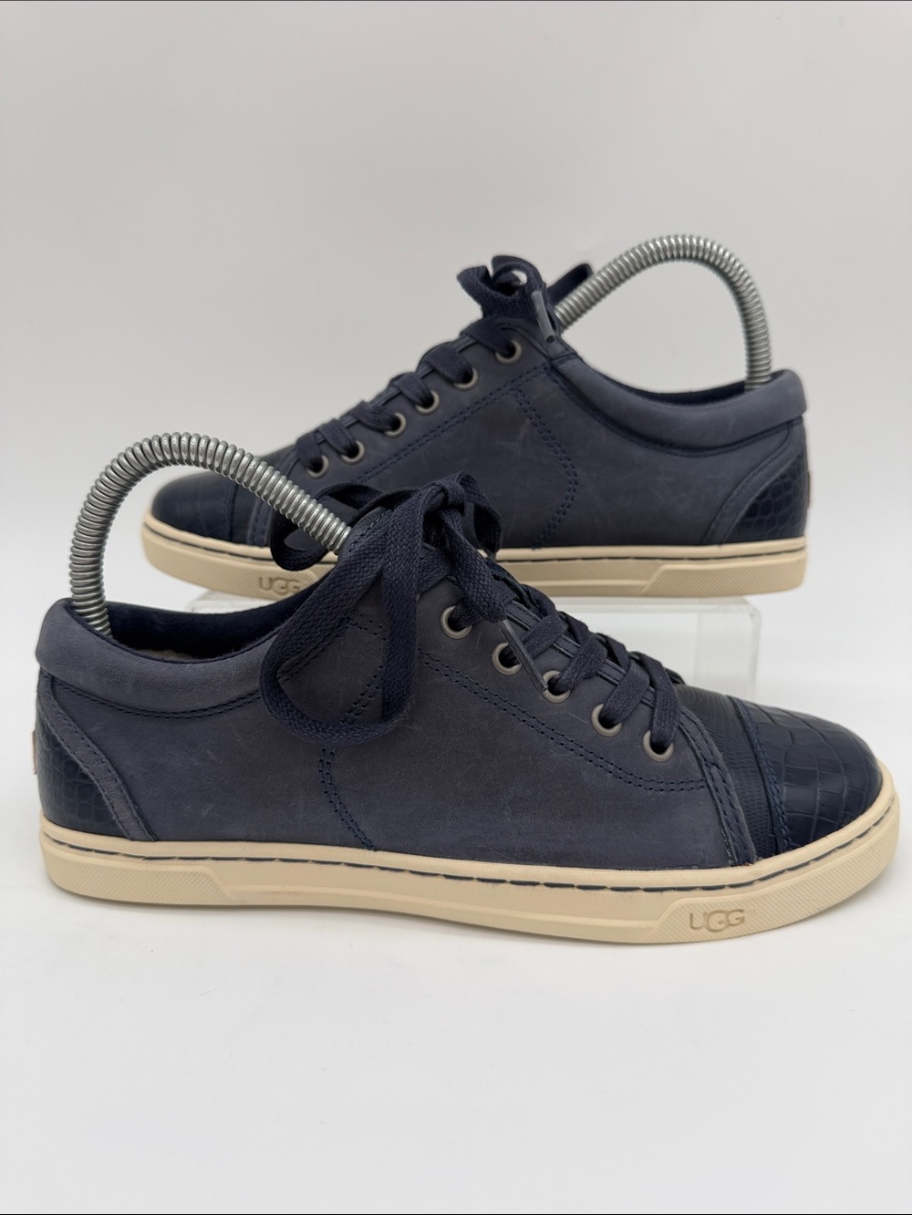 NWOT UGG Taya Croco Embossed Navy Leather Sneakers Womens Size 7.0